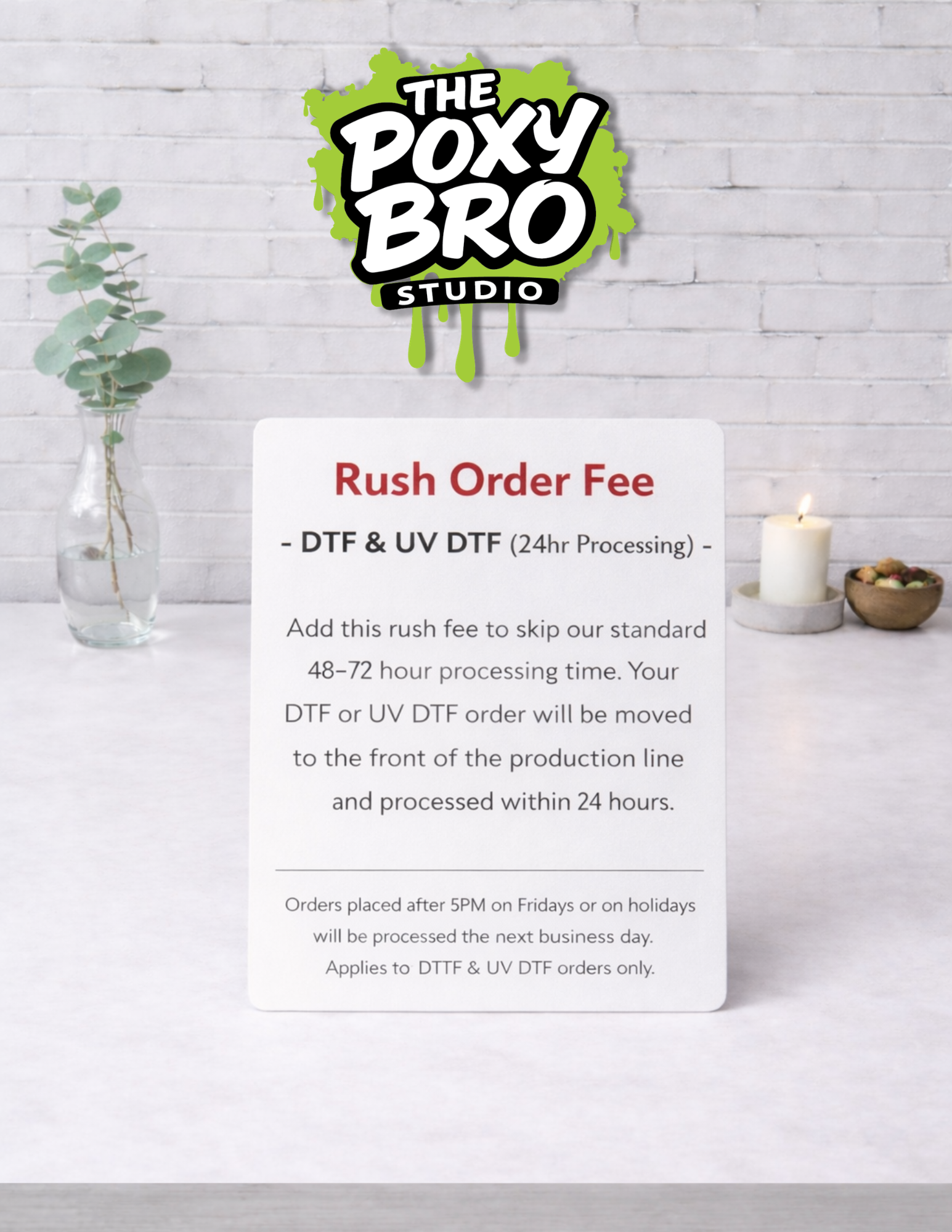 DTF & UV DTF Rush Processing Fee (Processed within 24 hours)