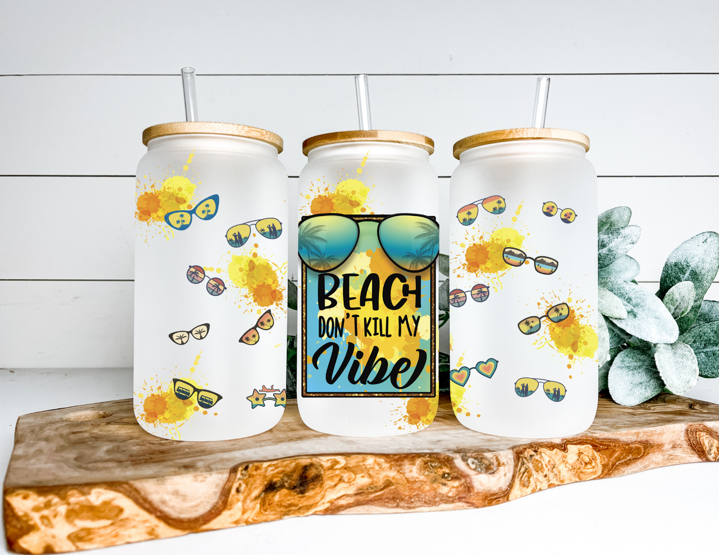 Beach Please Glass Can