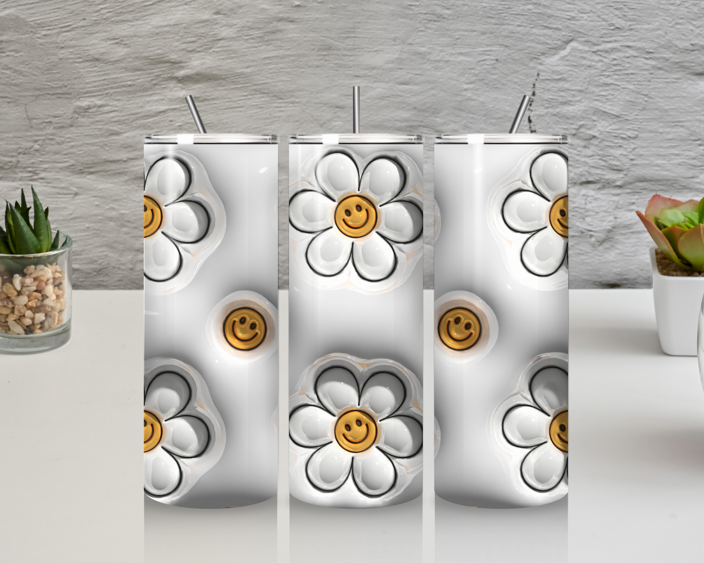 Smiley Daisy Flower Tumbler