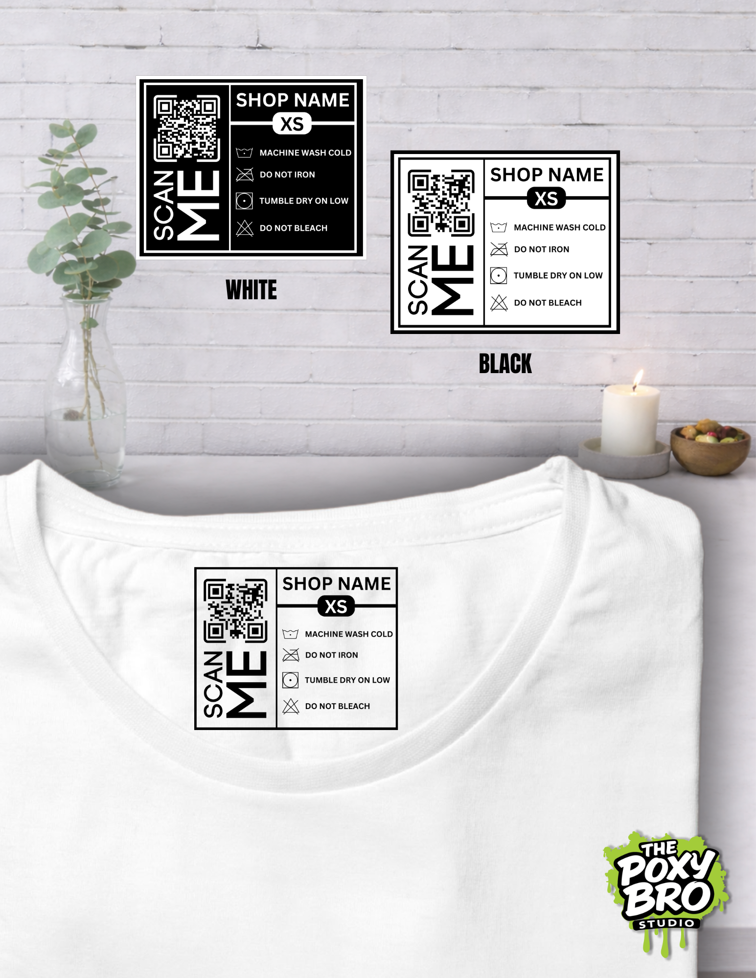 Custom Size & Care Tags with QR Code – DTF Apparel Labels