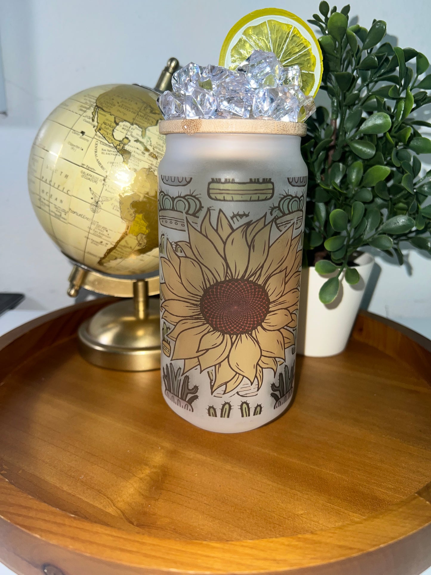 Sunflower Glass Can