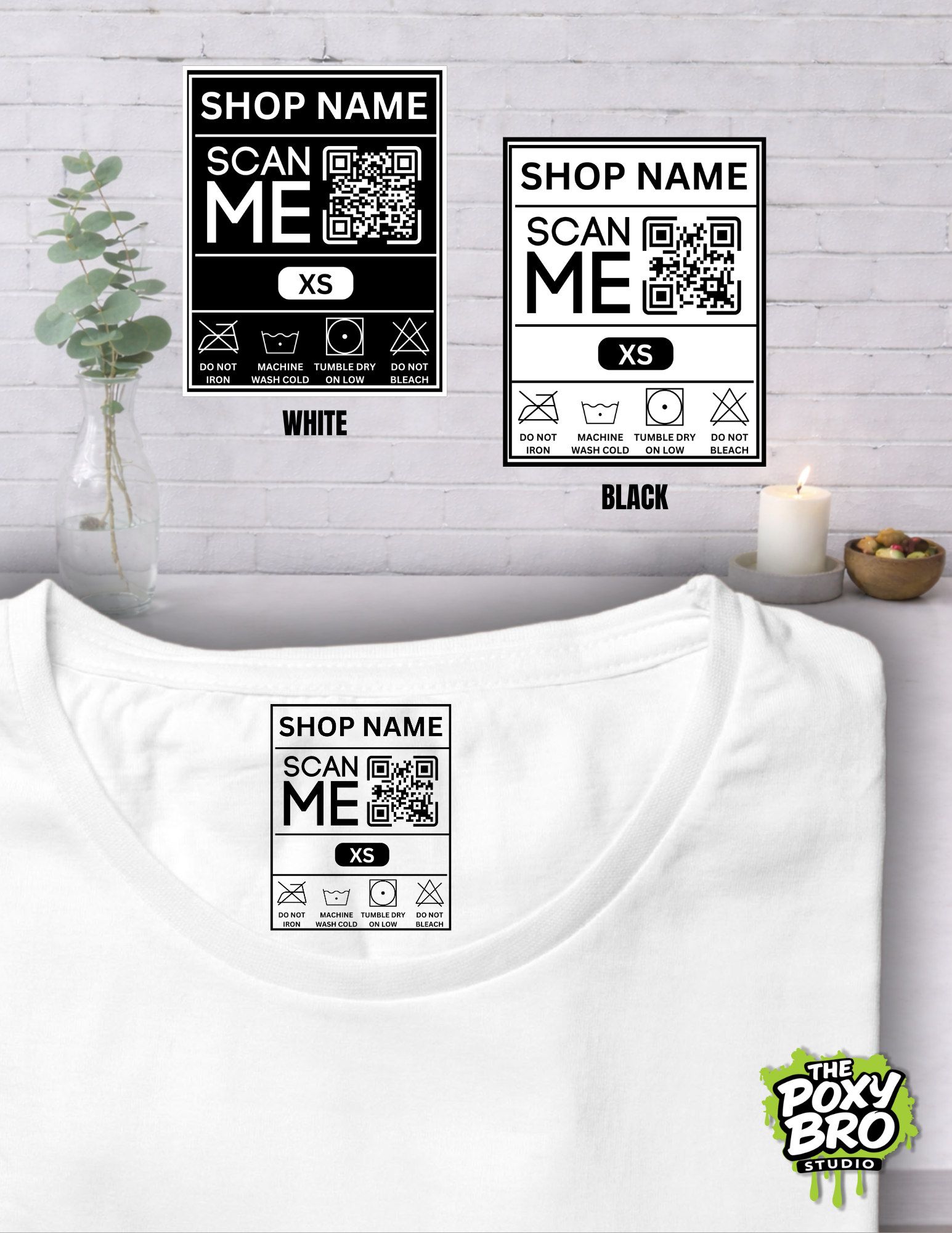 Custom Size & Care Tags with QR Code – DTF Apparel Labels