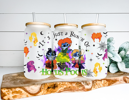 Stitch Hocus Pocus Glass Can