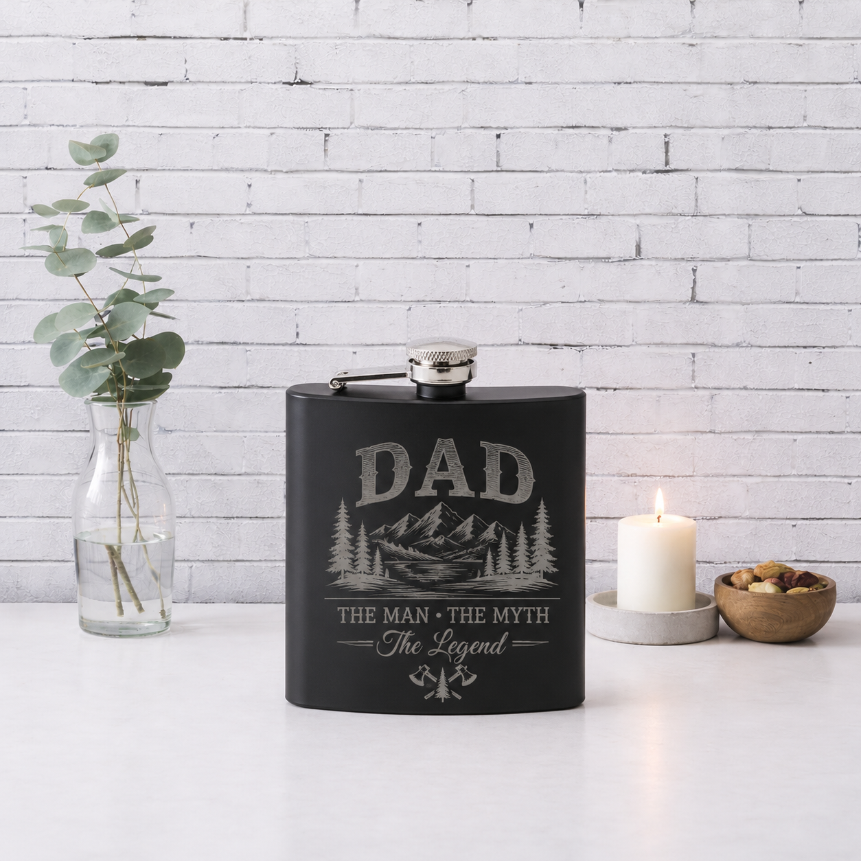 Custom Engraved 6 oz Black Stainless Steel Flask