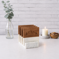 Marble & Acacia Wood Coasters | Personalized Engraved Coaster Set