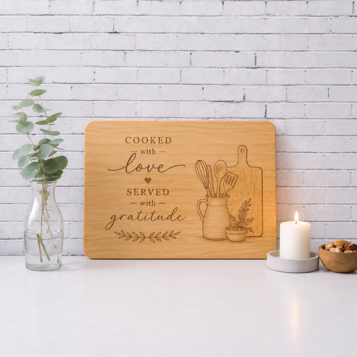 Personalized Rubberwood Cutting Board | Custom Engraved Cutting Board