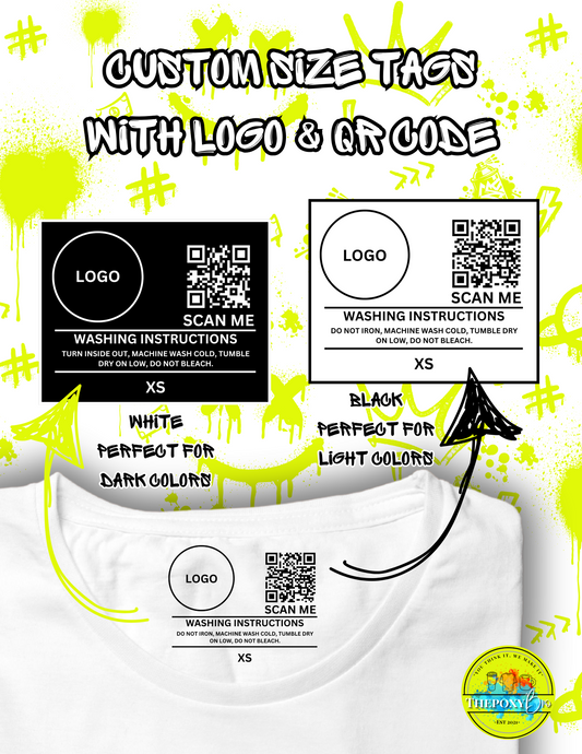 Custom Size Tags With Logo & QR Code